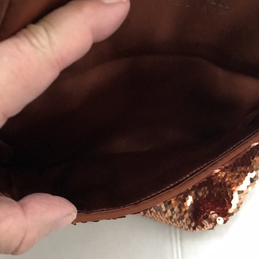 VINTAGE NORELL ELIXIR BRONZE SEQUIN LINED CLUTCH-Never Used - Picture 5 of 8